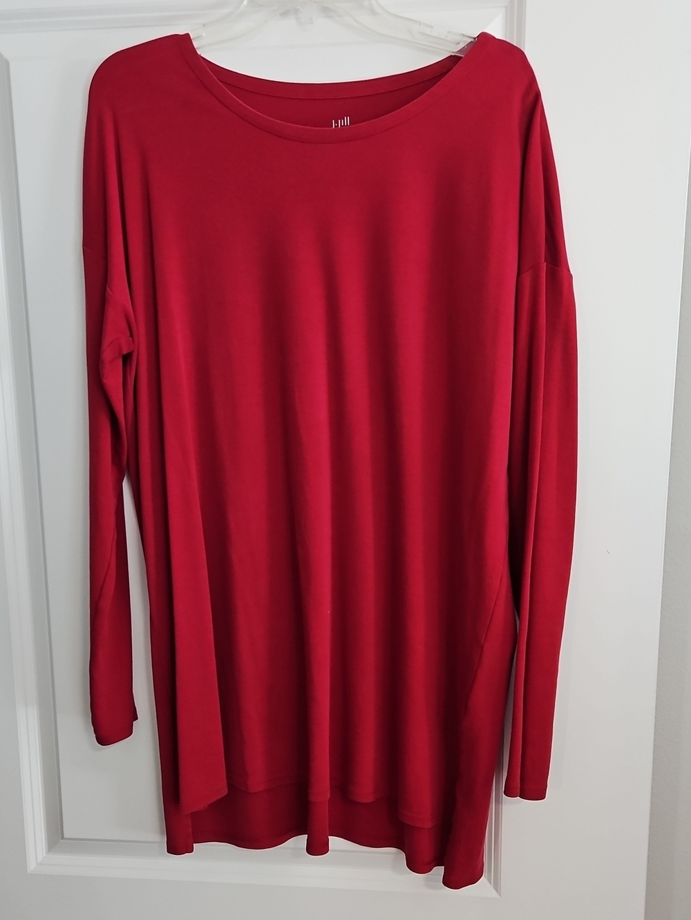 J.Jill Women's Long Sleeve Red Tunic Top